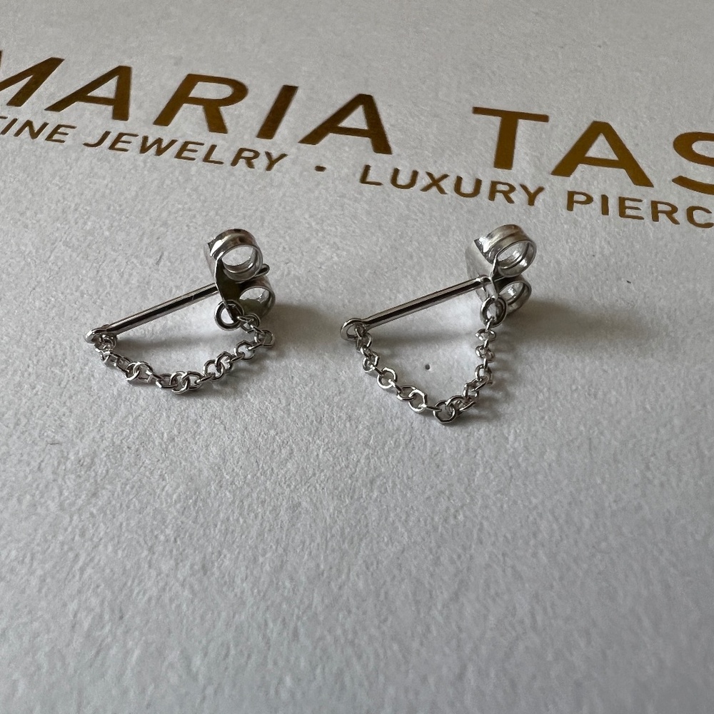 MARIA TASH White 14K Chain Wrap Stud earrings (2)